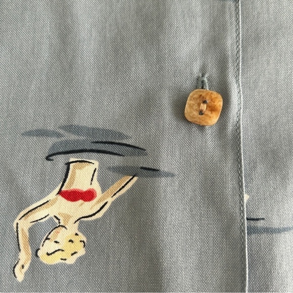 Vintage 90s Blouse Silk Button Front Florida Coast Tropics Floral Blue size 20W - Picture 14 of 16